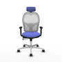 PIQUERAS Y CRESPO Silla de oficina Jorquera con mecanismo Sincro/Traslack, Azul claro y Blanco
