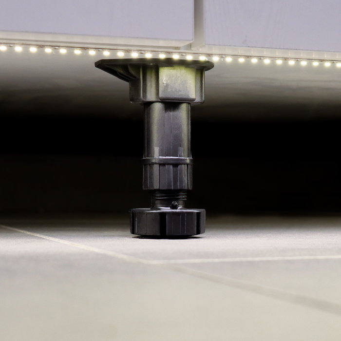 Emuca Lote de 10 kits de pies niveladores para mueble Bone, con base premontada, altura 150mm, regulable 148-165mm, Plástico, Negro