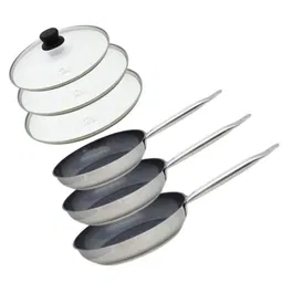 Elo Juego de 3 Sartenes de Inducción Profesional Acero Inoxidable 18/10 ELODUR con Tapa de Cristal Ø 24, 28 y 32 cm