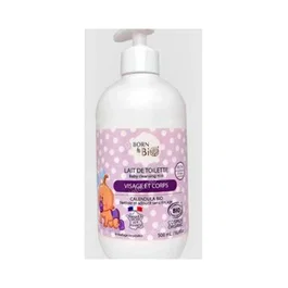 BORN TO BIO Leche Limpiadora para Bebés 500ml Bio - Con Caléndula Orgánica, Piel Frágil, Cosmos Organic