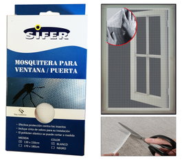 Malla mosquitera de fibra de vidrio con velcro adhesivo blanco 130x150cm