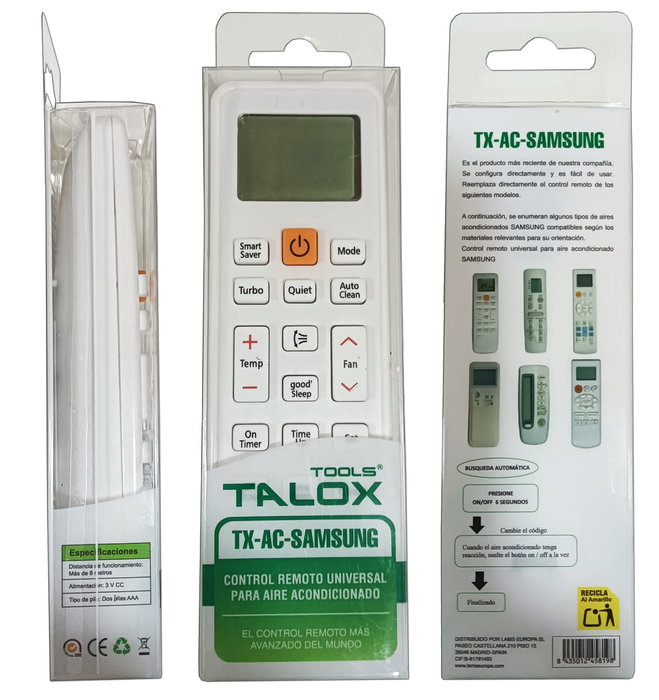 TALOX Mando a distancia para aire acondicionado TX-AC-SAMSUNG para SAMSUNG TALOX Mando a distancia para aire acondicionado TX-AC-SAMSUNG para SAMSUNG