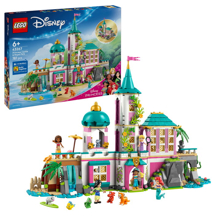 LEGO Disney Princess 43267 Castillo de las Princesas y Mascotas Reales, Juego de Construcción de 787 Piezas para +6 Años