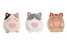 DKD Home Decor Peluche Gato Marron Negro Blanco 6 Unidades 25 x 23 x 20 cm