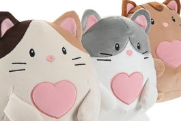 DKD Home Decor Peluche Gato Marron Negro Blanco 6 Unidades 25 x 23 x 20 cm