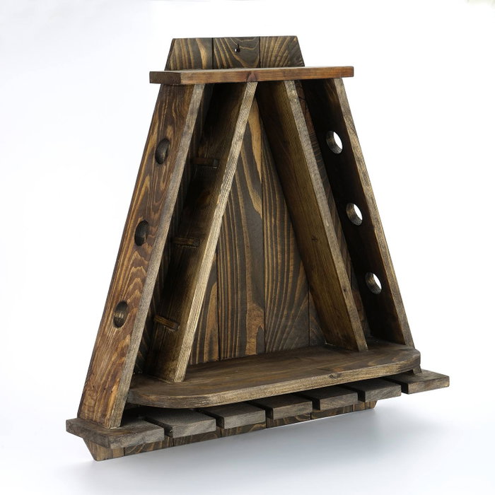 Hanah Home Raf072 Estantería de Cocina, 100% Madera de Abeto, Roble Oscuro, 57x58x18 cm, Montada y para Fijar a la Pared