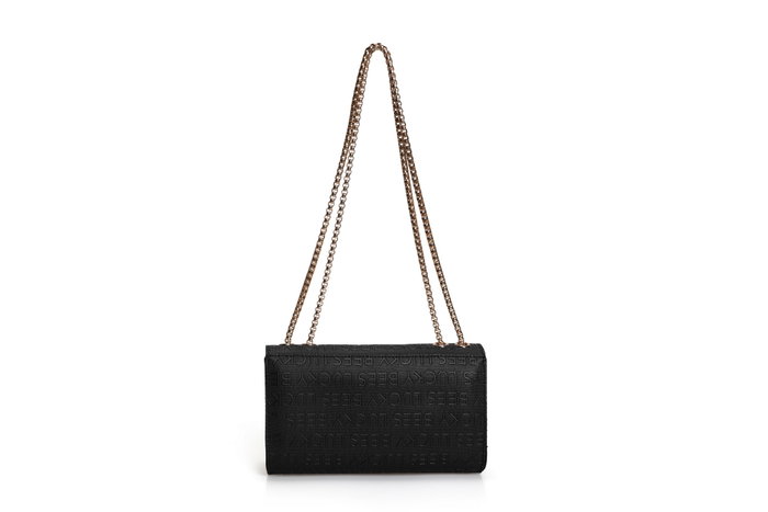 Lucky Bees 1283 Bolso Cruzado Bandolera Piel Polivinilo Negro 22x15x5 cm