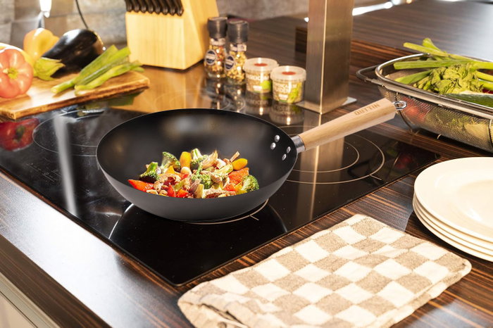 Inde Sartén Wok Quttin con Mango de Madera, 30 cm (6 Unidades)