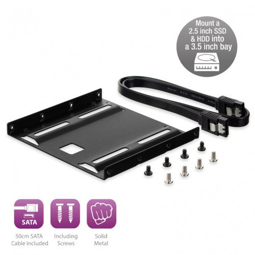 Ewent EW7007 Kit de montaje para SSD/HDD de 2,5 pulgadas a 3,5 pulgadas, Negro