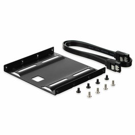 Ewent EW7007 Kit de Montaje/Bahía para Disco Duro o SSD 2.5" a Ranura 3.5", Incluye Tornillos y Cable SATA, Color Negro