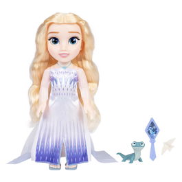 JAKKS PACIFIC 225136 Muñeca Princesa Elsa de Disney Frozen 2, Musical con Vestido Epílogo, Canta en Castellano, Incluye Olaf y Accesorios, 38 Cm