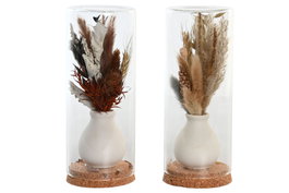DKD Home Decor Decoración Flor Seca y Cristal 8,5x8,5x20 Surtido de 2