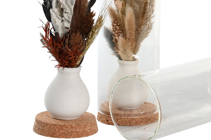 DKD Home Decor Decoración Flor Seca y Cristal 8,5x8,5x20 Surtido de 2