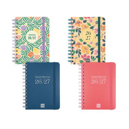 Agenda Escolar (2026-27) Finocam Cosmo Wire-O Tapa Extra S/V Apais. 8º 120X169 Con Goma Surtido Pack De 4