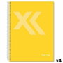 IMPREX Set de 4 Cuadernos de Espiral A5 Tapa Forrada Amarillo 80H 90gr 4x4