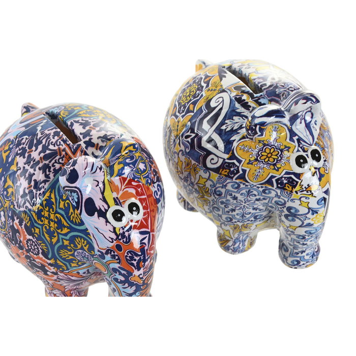 DKD Home Decor Set de 2 Huchas de Resina Multicolor 14x11x11 cm DKD Home Decor Set de 2 Huchas de Resina Multicolor 14x11x11 cm