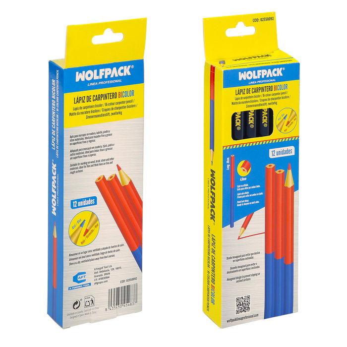 WOLFPACK LINEA PROFESIONAL Lápiz Carpintero Bicolor 18 cm (12 Unidades) WOLFPACK LINEA PROFESIONAL Lápiz Carpintero Bicolor 18 cm (12 Unidades)