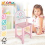 WOOMAX Trona para muñecas de madera blanca y rosa con flores