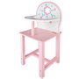 WOOMAX Trona para muñecas de madera blanca y rosa con flores