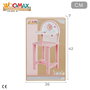 WOOMAX Trona para muñecas de madera blanca y rosa con flores