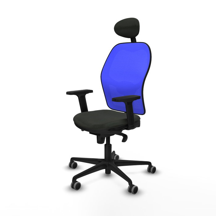 PIQUERAS Y CRESPO Silla de oficina Jorquera con mecanismo Sincro, Tela Negro y Malla Azul