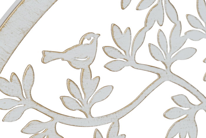 DKD Home Decor Decoración Pared Boho Blanco Metal 40 x 40 cm Árbol (4 Unidades)