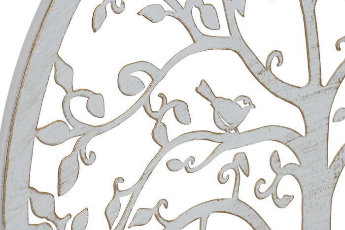 DKD Home Decor Decoración Pared Boho Blanco Metal 40 x 40 cm Árbol (4 Unidades)