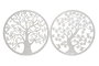 DKD Home Decor Decoración Pared Boho Blanco Metal 40 x 40 cm Árbol (4 Unidades)