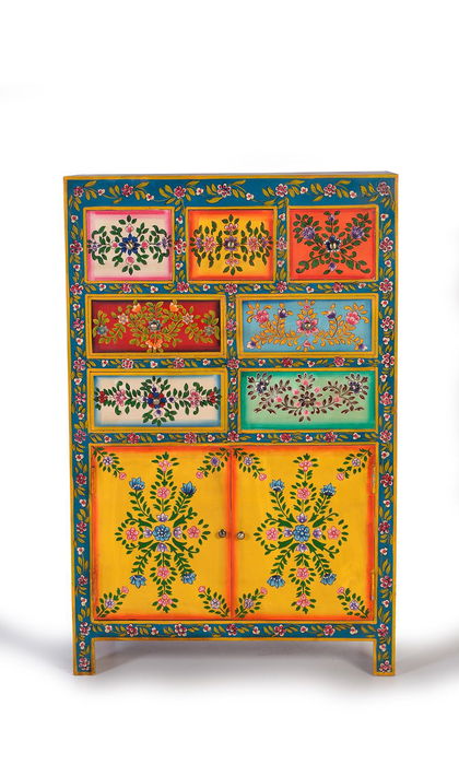 Giner y Colomer Cómoda de Madera de Mango Pintada a Mano Multicolor 7 Cajones