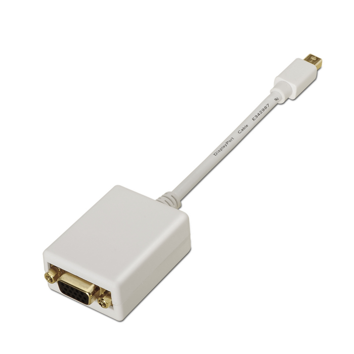 AISENS A125-0136 Adaptador de Cable de Vídeo Mini DisplayPort a VGA, Blanco, 0.15 m