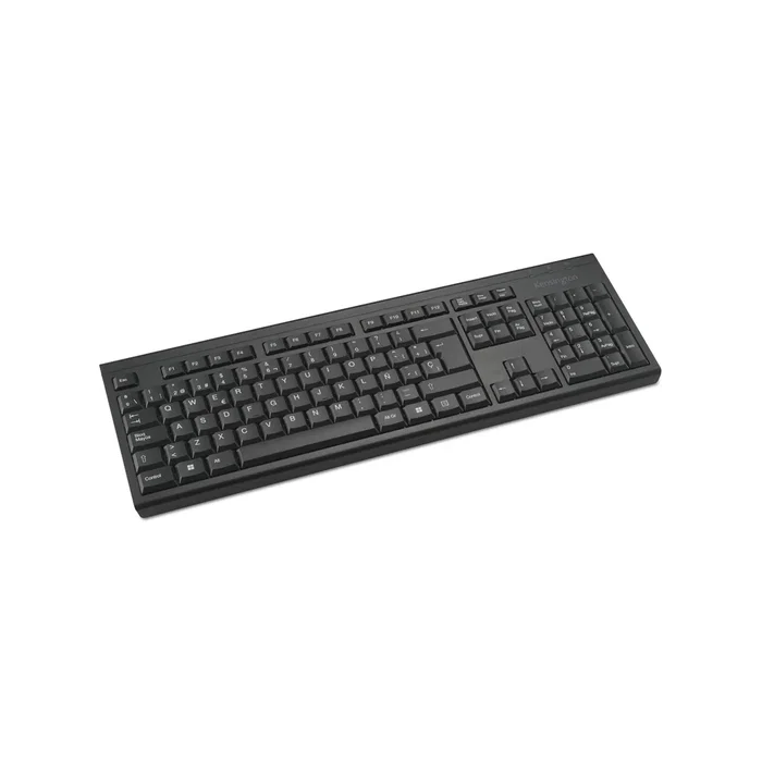 Kensington KB150 EQ Teclado Inalámbrico RF 2.4 GHz para Oficina, Español QWERTY ISO Completo, Negro, Resistente a Derrames, con Teclado Numérico y Receptor Nano USB
