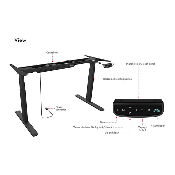 ICY BOX IB-EW205B-T Estructura de escritorio ajustable de altura eléctrica, Negro ICY BOX IB-EW205B-T Estructura de escritorio ajustable de altura eléctrica, Negro