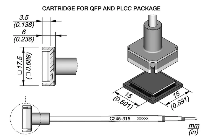 JBC TOOLS Pico Especial Prolongado 15x15mm