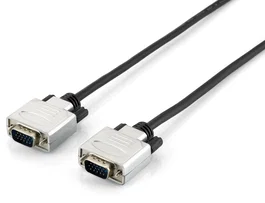 Equip 118864 Cable VGA/SVGA Macho-Macho 10m, Blindado Magnéticamente, Conectores HDB15, Negro/Plata, Resolución 800x600