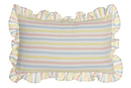 DKD Home Decor Cojín de Algodón con Volantes y Rayas Multicolor
