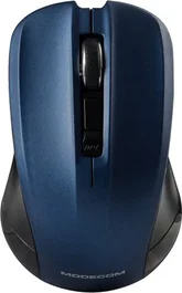 Modecom MC-WM9.1 Mouse inalámbrica óptica negra y azul, 1600 DPI, diseño ergonómico