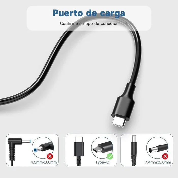 Generico Cargador Rápido 65W USB Tipo C para Dell, HP, Asus y Lenovo