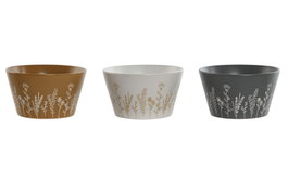 DKD Home Decor Set de 6 Cuencos de Gres Botánico con Relieve, Surtido de Colores