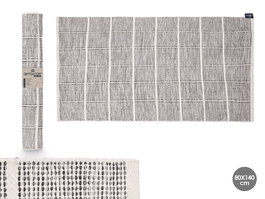 Giftdecor Alfombra Artesanal 140x80 cm Cuadros Gris Hecha a Mano Poliéster y Algodón (Set de 6)