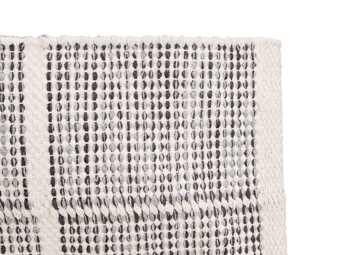 Giftdecor Alfombra Artesanal 140x80 cm Cuadros Gris Hecha a Mano Poliéster y Algodón (Set de 6)