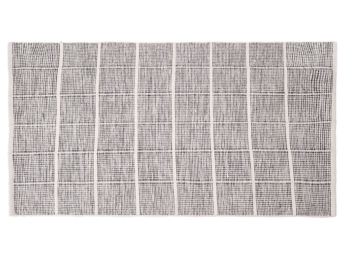 Giftdecor Alfombra Artesanal 140x80 cm Cuadros Gris Hecha a Mano Poliéster y Algodón (Set de 6)