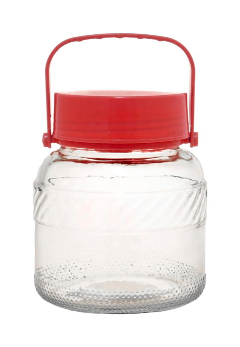 La Mediterranea Tarro de Vidrio con Tapa y Asa 1000 ml 12.4 x 12.4 cm (12 Unidades)