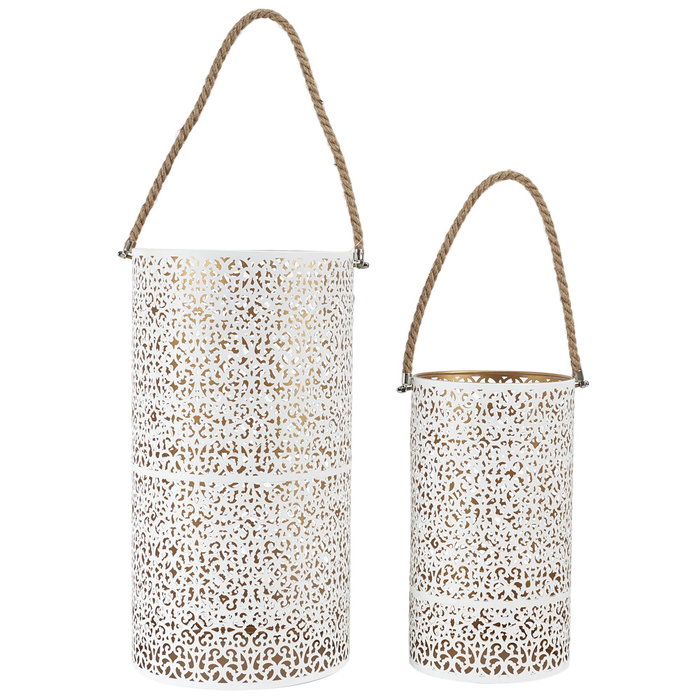 Home Deco Factory Juego de 2 Farolillos Dorado-Blanc Home Deco Factory Juego de 2 Farolillos Dorado-Blanc