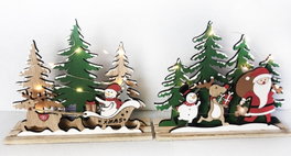 DKD Home Decor Decoración de Madera LED Bosque Surtido