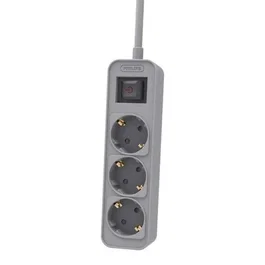 Philips CHP2134G Regleta con Interruptor 3 Tomas de Corriente Cable 1.5m Gris