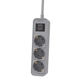 Philips Regleta de 3 Tomas Schuko con Interruptor, Cable 1,5 m, Gris