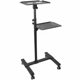 StarTech.com Carrito Móvil para Proyector y Portátil ADJPROJCART | Acero con 2 Estantes Ajustables | Altura 95-145 cm | Ruedas con Freno | Soporte Multimedia Móvil con Gestión Cable