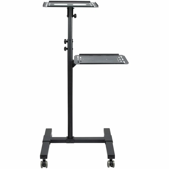 StarTech.com Carrito Móvil para Proyector y Portátil ADJPROJCART | Acero con 2 Estantes Ajustables | Altura 95-145 cm | Ruedas con Freno | Soporte Multimedia Móvil con Gestión Cable