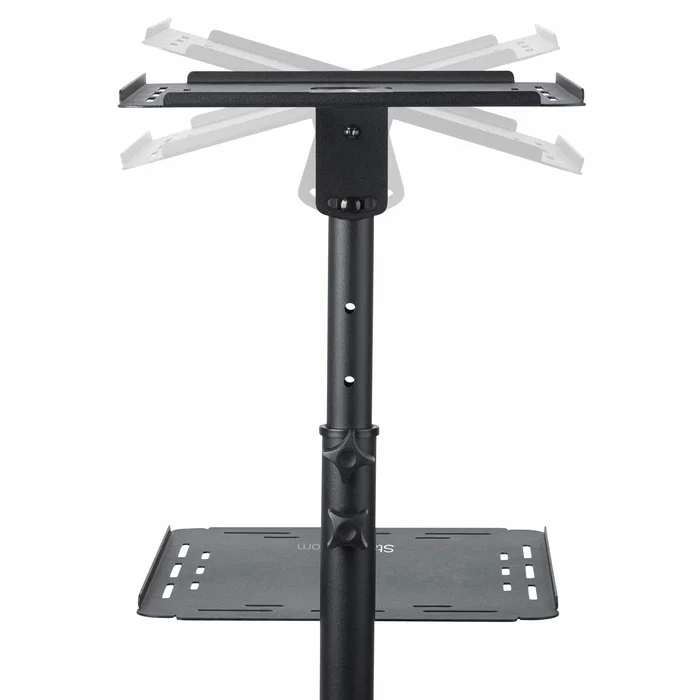 StarTech.com Carrito Móvil para Proyector y Portátil ADJPROJCART | Acero con 2 Estantes Ajustables | Altura 95-145 cm | Ruedas con Freno | Soporte Multimedia Móvil con Gestión Cable