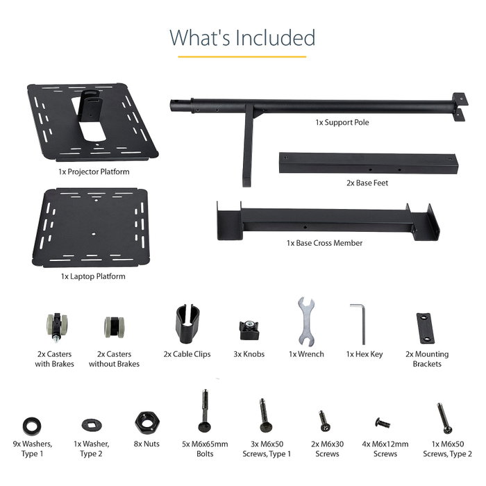 Startech Carrito Móvil para Proyector y Portátil de Servicio Pesado con 2 Estantes Startech Carrito Móvil para Proyector y Portátil de Servicio Pesado con 2 Estantes